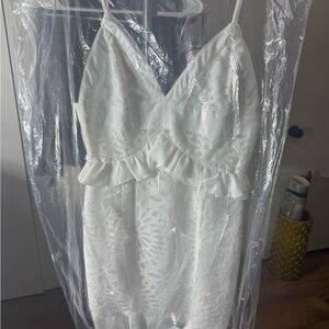 Gianni Bini White Floral Lace Midi Dress